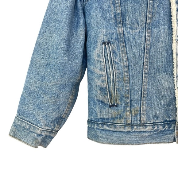Levi’s vintage sherpa jacket orange tab denim blue mens small - Picture 4 of 10